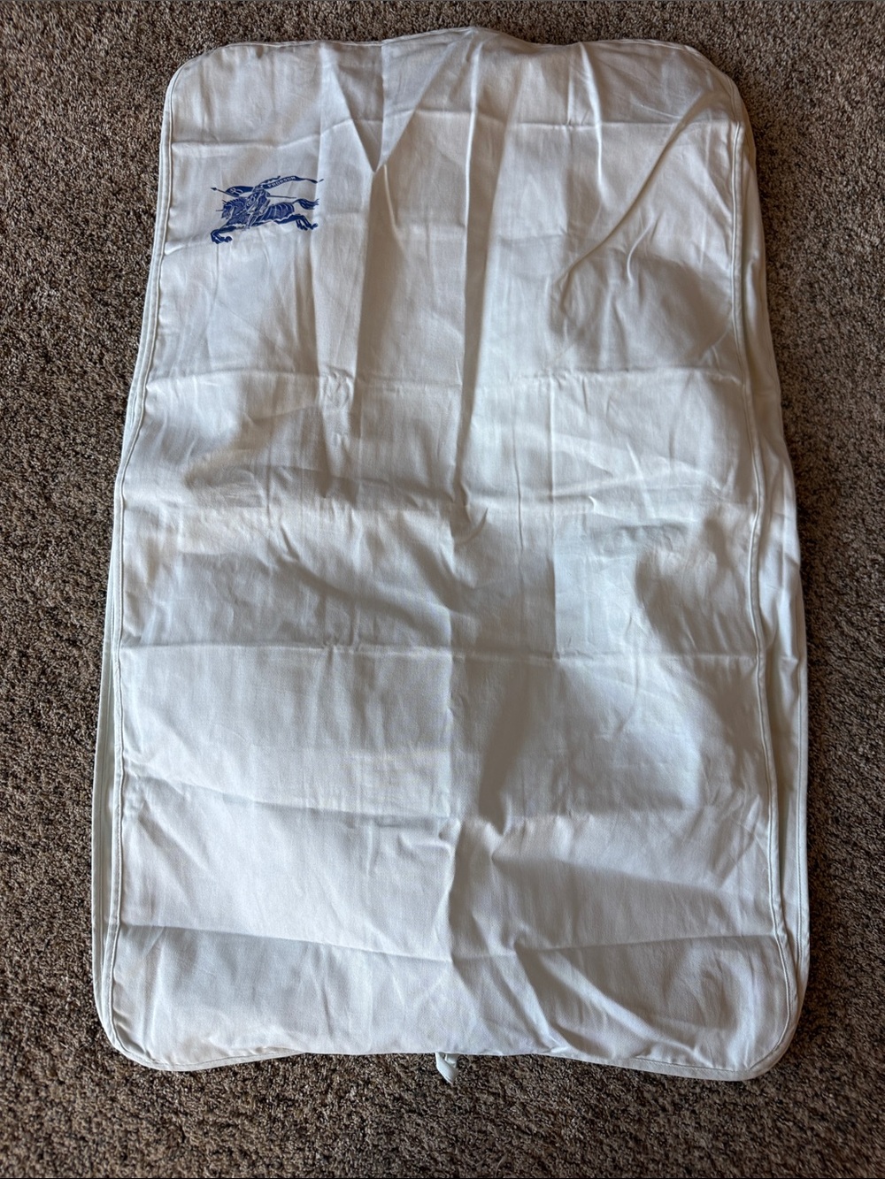 Burberry White Travel Garment Bag with Blue Equestrian Motif